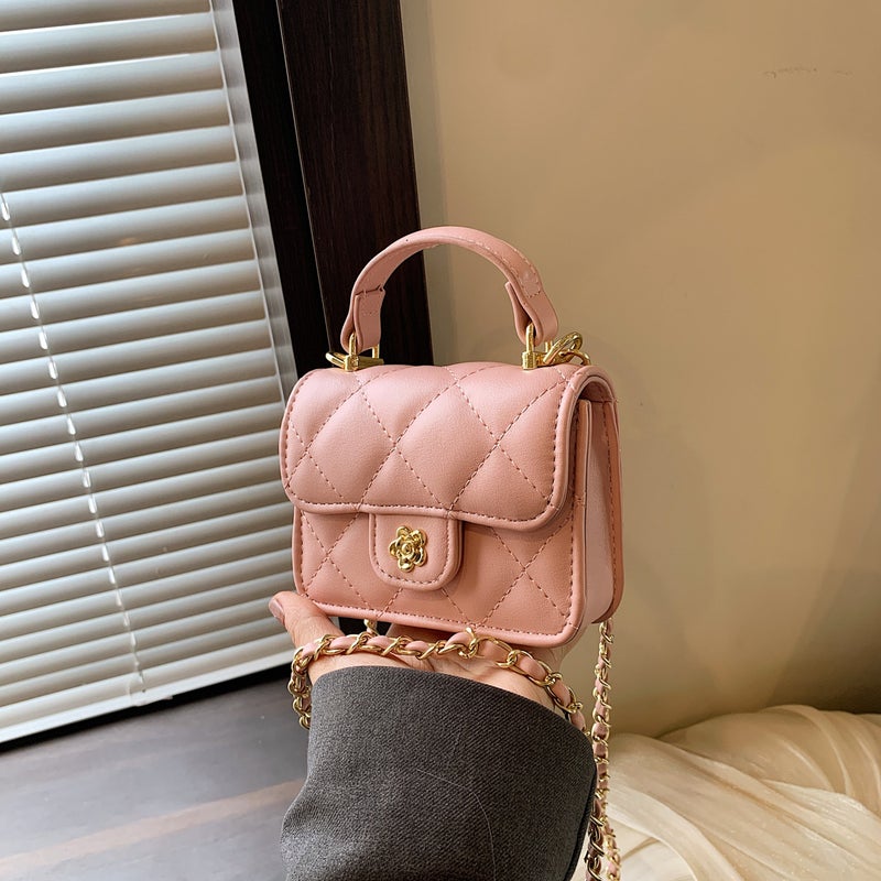 New Style Foreign Style Exquisite Chanel Style High Beauty Value Children'S Bag Shoulder Crossbody Fashionable Rhombic Mini Portable Small Square Bag - Image 2